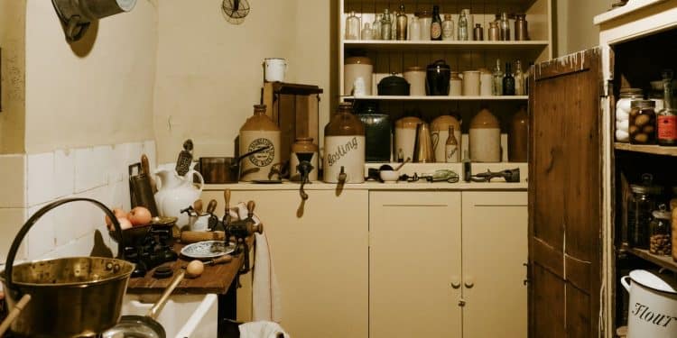vases and bottles on shelf